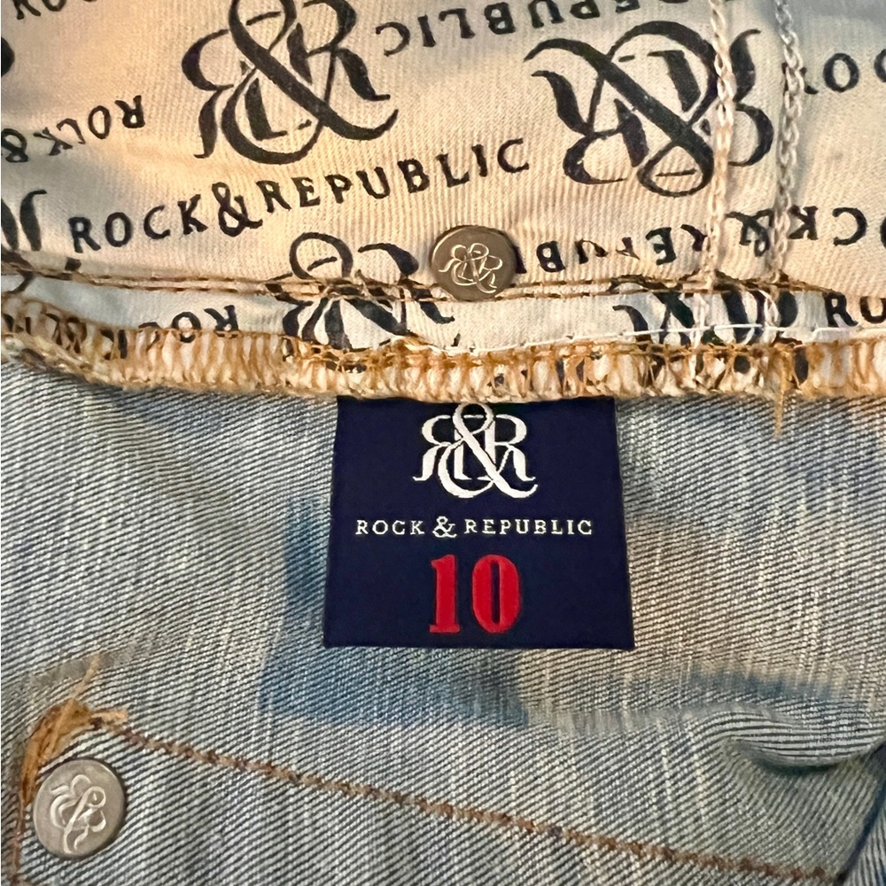 Rock & Republic Light Blue Denim High-Waist Jean Shorts - Picture 5 of 7